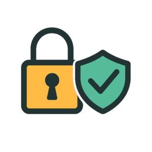 Icône vectorielle d’un cadenas jaune et vert avec contour noir, illustrant la sécurité renforcée des sites internet.