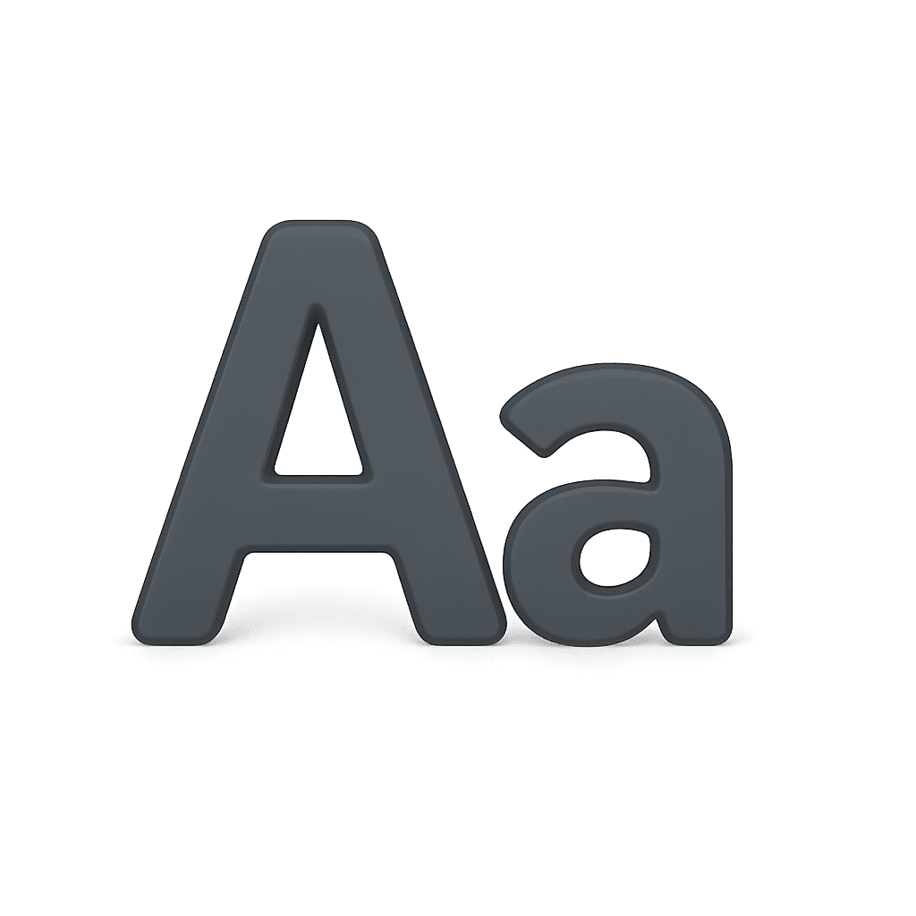 Icône 3D lettres Aa gris foncé, représentant les typographies et la hiérarchie